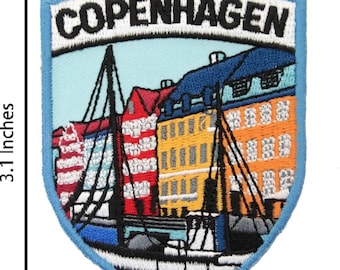 Copenhagen Denmark Patch (3 Inch) Iron-on/Sew-on Badge Travel Europe Souvenir Danish Vacation Emblem for Backpacks Gift Patches