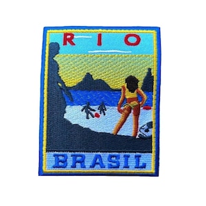 Rio Brasil Patch (3.5 Inch) Embroidered Iron-on / Sew-on Badge Travel Souvenir Emblem Brazil South America Backpack Gift Patches