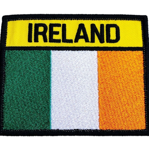 Ireland Flag Patch (3.75 Inch) Hook + Loop Embroidered Badge Eire Tri-Color Tactical Morale Airsoft Martial Arts Irish Travel Gift Patches