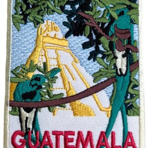 Écusson Guatemala 3,5 pouces thermocollant/à coudre emblème souvenir de voyage Quetzal Maya Tikal Méso-Amérique centrale écussons cadeaux image 2