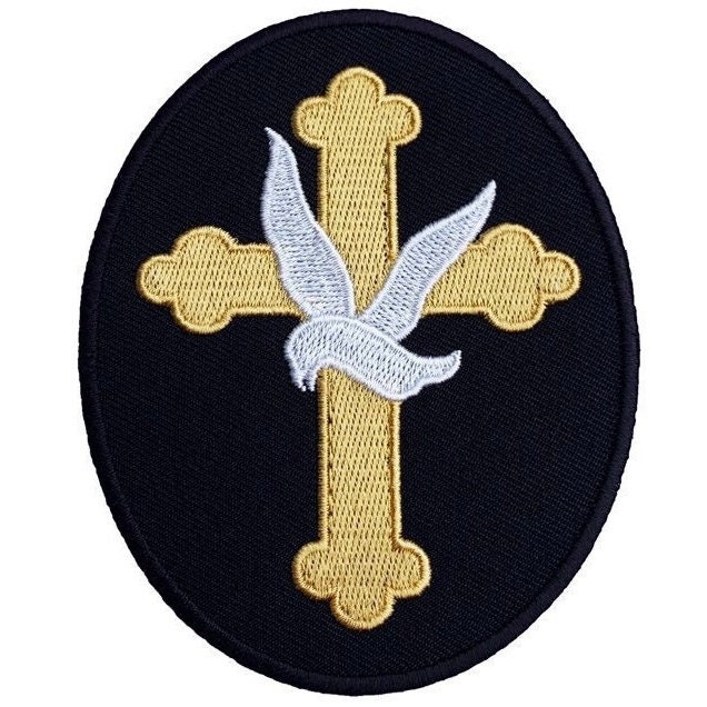 Cross with Dove Patches (5-Pack) Religious Embroidered Iron On Patch  Applique