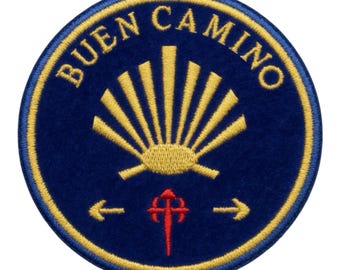 Buen Camino Patch Embroidered Iron-on Badge Camino De Santiago Emblem Travel Souvenir Gift Patches (90mm)
