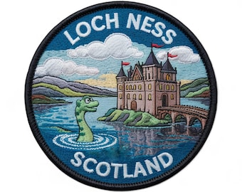 Loch Ness Monster Patch (3 Inch) Embroidered Iron-on/Sew-on Badge Travel Scotland Vacation UK Souvenir Shield Tourist Emblem Gift Patches
