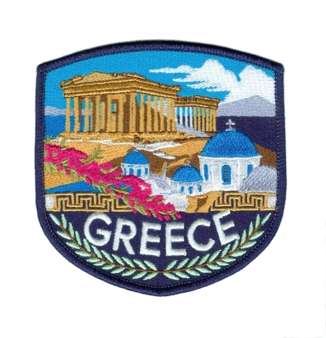 Greek Patch Greece Patch (3.5 Inch) Embroidered Iron-on/sew-on Badge Greek Island ...