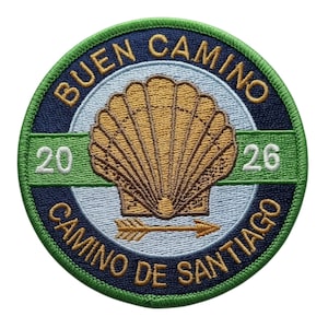 Buen Camino 2026 Patch Gesticktes Aufnäher Camino Santiago Gehweg Souvenir Emblem (80 mm)