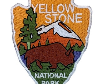 Yellowstone National Park Patch (3.5 Inch) Iron or Sew-on Badge USA Travel Patches Hiking Souvenir Hike Yellow Stone Emblem Trail Crest