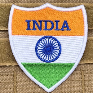 India Flag Patch (3 Inch) Embroidered Badge (Hook + Loop) Heraldry Shield Crest National Badge Travel Souvenir Emblem DIY Gift Patches