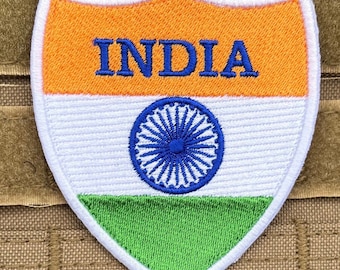 Écusson drapeau de l'Inde (3 pouces) insigne brodé (crochet + boucle) écusson héraldique insigne national emblème souvenir de voyage écussons cadeaux bricolage