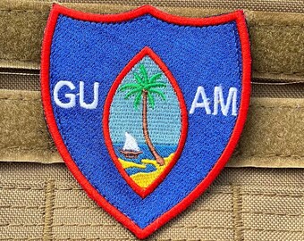 Guam Flag Patch, Embroidered Heraldry Shield (3 Inch)