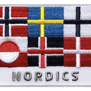 Nordics Flag Patch (3.5 Inch) Iron-on/Sew-on Badge Scandinavian Travel Souvenir Norway Sweden Denmark Emblem Vacation Backpack Gift Patches