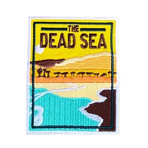 Toppa ricamata da cucire/stirare con il simbolo del Mar Morto in Giordania (3,5 pollici), emblema fai da te per souvenir da viaggio, zaino, giacca, borsa, toppe regalo