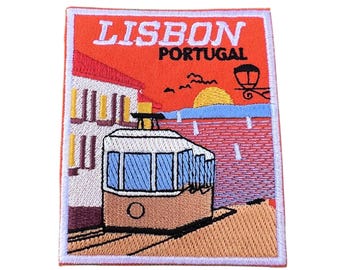 Lissabon Portugal-patch (3,5 inch) geborduurde opstrijk-/naaibadge Reizen Europa Souvenir Vakantie-embleem Bagage, rugzak, cadeaupatches