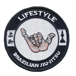 Brasilianisches Jiu Jitsu Lifestyle Patch (3,5 ”) Shaka Hand zum Aufbügeln / Aufnähen für BJJ Kimono GI, Hut, Sporttasche, Shirt, Kampfkunst Aufnäher