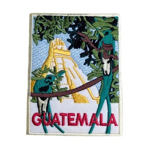 Écusson Guatemala 3,5 pouces thermocollant/à coudre emblème souvenir de voyage Quetzal Maya Tikal Méso-Amérique centrale écussons cadeaux image 1