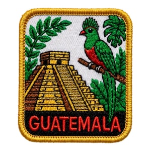 Guatemala Patch Embroidered Iron-on / Sew-on Badge Travel Souvenir Emblem Quetzal Maya Tikal Mesoamerica Central America Gift Patches (90mm)