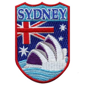 Sydney Australien-märke (7,5 cm) Strykbart märke Resesouvenir Sköldemblem Perfekt för ryggsäckar, jackor, hattar, väskor, hantverk, presentmärken
