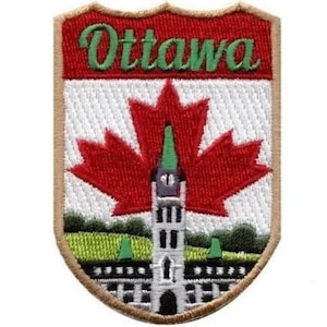 Ottawa Shield Patch (3 Zoll) zum Aufbügeln Travel Canada Souvenir Emblem Perfekt für Rucksäcke, Jacken, Hüte, Taschen, Kunsthandwerk, Geschenkaufnäher