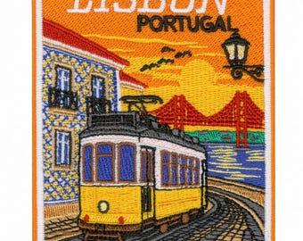 Lisbon Portugal Patch (3.5 Inch) Embroidered Iron-on / Sew-on Badge Travel Europe Souvenir Vacation Emblem Gift Patches