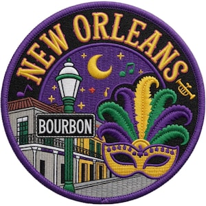 New Orleans Louisiana Broderad Stryk-på/Sy-på-märke (3,5 tum) Resa USA Semester Souvenir Turistemblem Ryggsäck Presentmärken