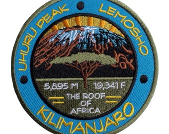 Mount Kilimanjaro Patch: Uhuru Peak, Lemosho Route (90mm) Embroidered Iron-on / Sew-on Badge Travel Tanzania Souvenir Emblem Gift Patches