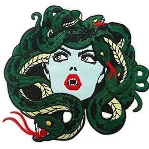 Medusa Patch (5 Inch) Iron/Sew-On Badge Horror Myth Of Olympus Monster Snakes Head Emblem DIY Costume, Backpack, Jacket, Bag, Gift Patches