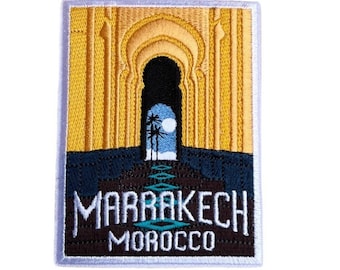 Marrakech Morocco Patch Iron-on/Sew-on Badge (3.5 Inch) Travel Souvenir Emblem Perfect for Backpacks, Luggage, Hats, Bags, Gift Patches