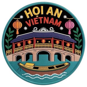 Hoi An Vietnam Patch (3.5 Inch) Embroidered Iron-on/Sew-on Badge Travel Asia Vacation Souvenir Tourist Emblem Backpack Gift Patches