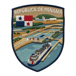 Patch drapeau du canal de Panama badge brodé thermocollant/à coudre voyage vacances souvenir emblème touristique écussons cadeau (3 x 2 pouces)