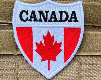 Canada Flag Patch, Embroidered Maple Leaf Emblem (3 Inch) Velkro Hook Badge