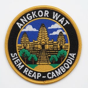 Écusson Angkor Wat Siem Reap Cambodge (7,6 cm) à repasser ou à coudre - Asie - Temples de l'UNESCO - Souvenir de voyage - Emblème - Cadeau