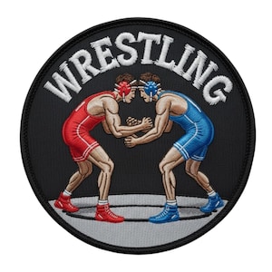 Wrestling Patch Aufnäher für Wrestlers Grappling, Ringer, Wrestling Mat Singlet Kopfbedeckung, Sportverein Aufnäher (80 mm)