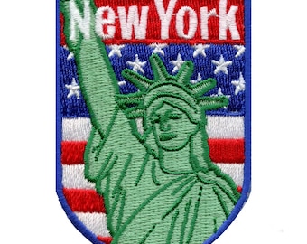 New York Shield Patch (3 Inch) Iron-on Badge Travel USA Statue of Liberty Souvenir Emblem Backpacks, Jackets, Hats, Bags Crafts Gift Patches