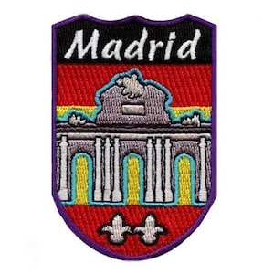 Madrid Spain Shield Patch (3 Inch) Iron-on / Sew-on Badge Travel Europe Souvenir Emblem for Backpacks, Hats, Bags, Crafts DIY Gift Patches