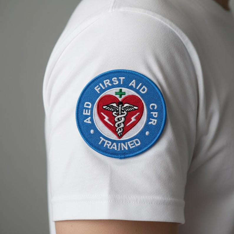 First Aid CPR AED Trained Patch (3 Inch) Embroidered Iron-on or Sew-on ...