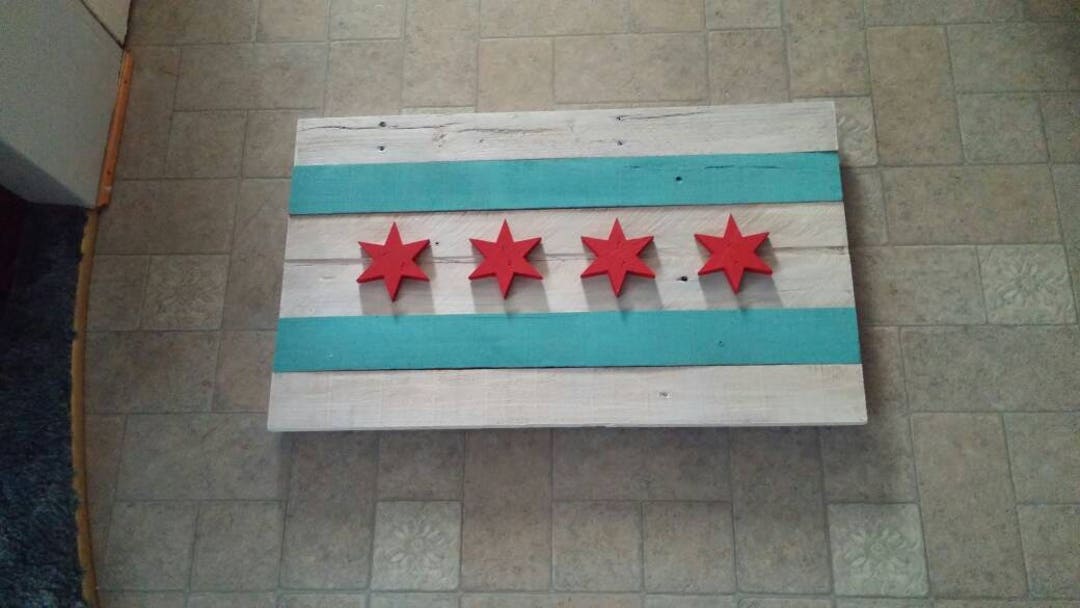 Chicago Flag Wall Art Etsy