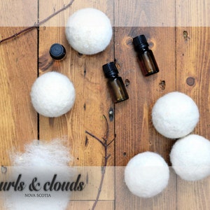 100 % Wool Dryer Balls including 10ml essential oil tumble dryer sheet alternative natural farm product sheep felted undyed image 3