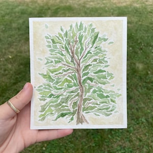 Original Watercolor Painting, abstract watercolor art, watercolor tree, wall and room decor, 5x6 inches, gift, tree, nature