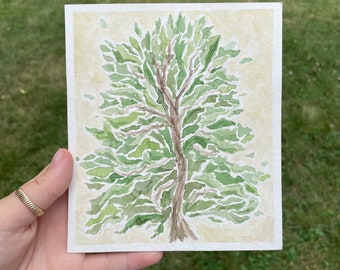 Original Watercolor Painting, abstract watercolor art, watercolor tree, wall and room decor, 5x6 inches, gift, tree, nature