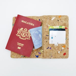 Cork Passport Cover Holder Deluxe Handmade Eco Friendly & Sustainable Material Great For Vegan, by EcoQuote color