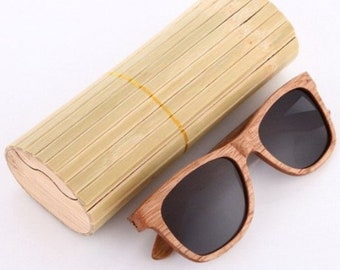 Bamboo Sunglasses Case Storage Box Durable Natural Environmentally Eco-Friendly Bamboo Strip Oval