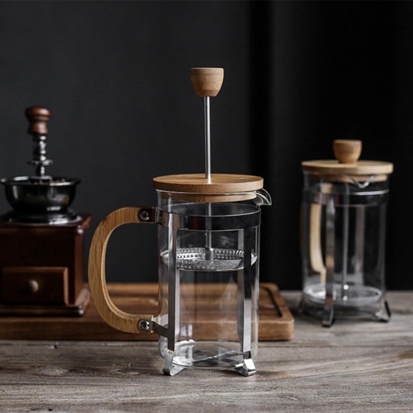 Bamboo French Press Coffee Plunger Tea Maker Percolator Filter Press Cover Eco-Friendly & Sustainable