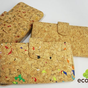 Cork Wallet Long Big with Zip Button Handmade Eco-Friendly & Sustainable Material Great for Vegan, Environment Concious By EcoQuote image 1