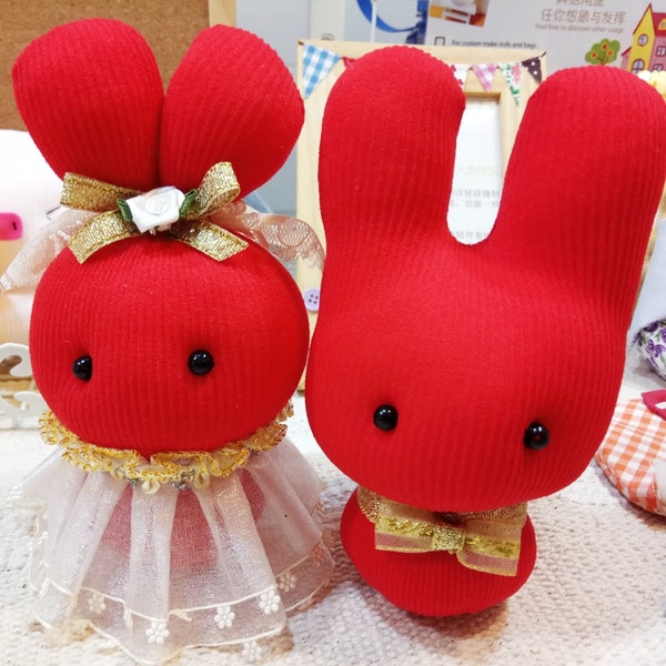 Cute Ayumi Wedding Sock Dolls Mr. & Mrs. -To be- Handmade Sustainable Soft Cotton Stuffed Eco-Friendly Unique