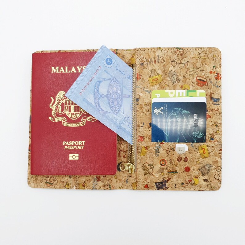 Cork Passport Cover Holder Deluxe Handmade Eco Friendly & Sustainable Material Great For Vegan, by EcoQuote cartoon