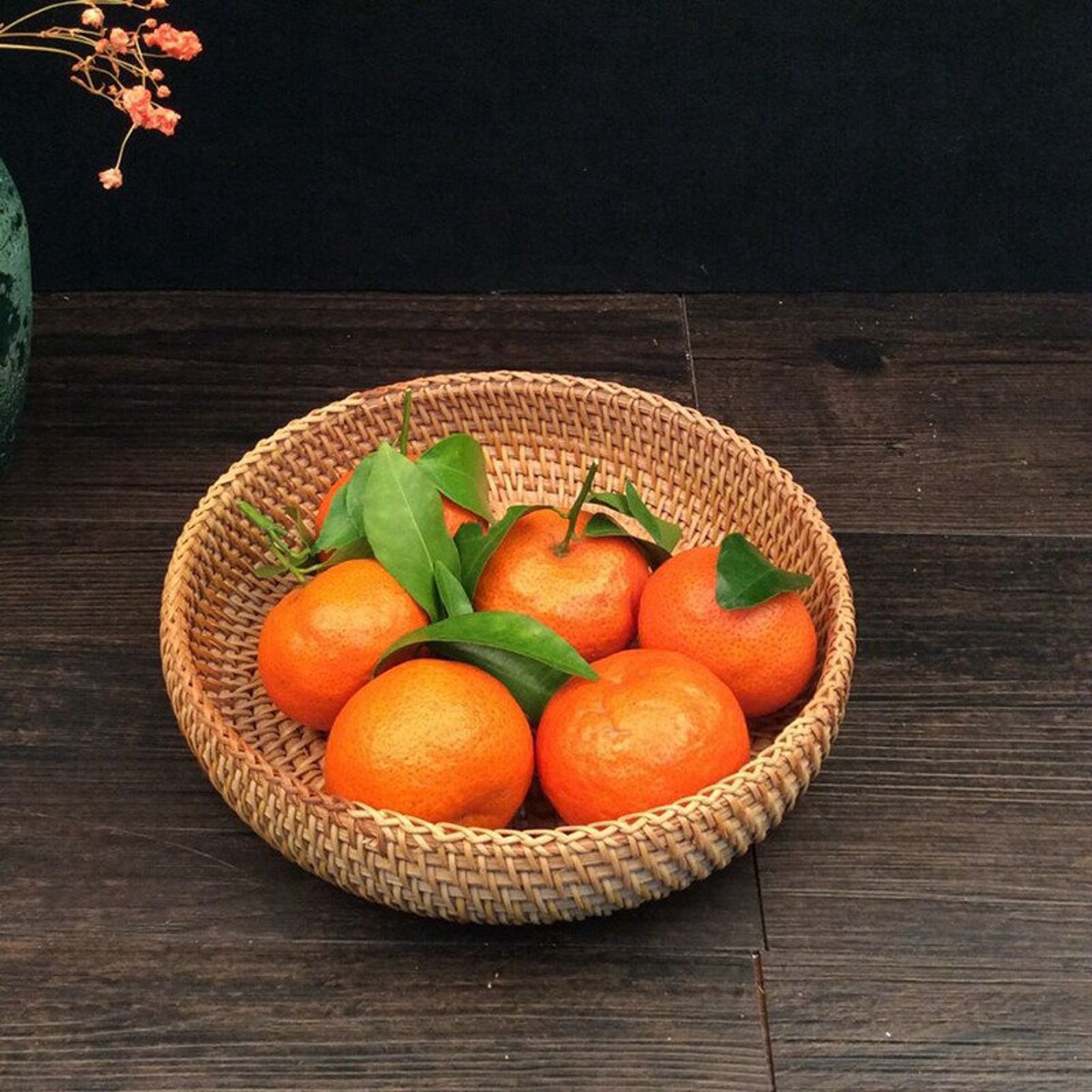 Bamboo Rattan Fruit Basket Handmade Craft Round Multipurpose Etsy