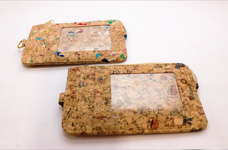 Cork Coins Purse ID Wallet Lanyard Badge Holder Handmade Etsy