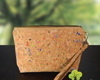 Cork Pouch Bag Flat Base Wristlet Handmade Eco-Friendly & Sustainable Material, Environment Concious by EcoQuote