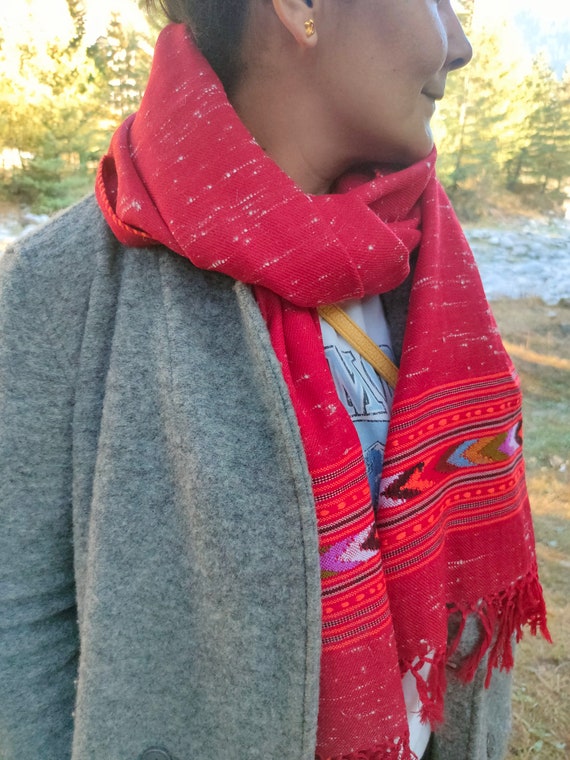 Bellissima sciarpa rossa in lana per uomo/donna, scialle unisex