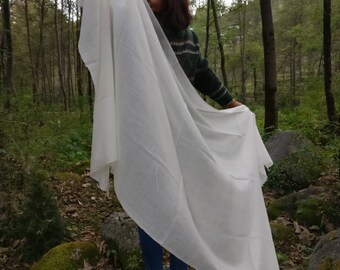 Super fine , delicate creamy off- white  angora wool scarf/ white wedding shawl/ wedding shawl / white wool scarf