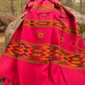 Beautiful  rose red XL wool scarf for men /women, unisex shawl, men&#39;s scarf, women&#39;s scarf, oversized scarf, wool throw, blanket